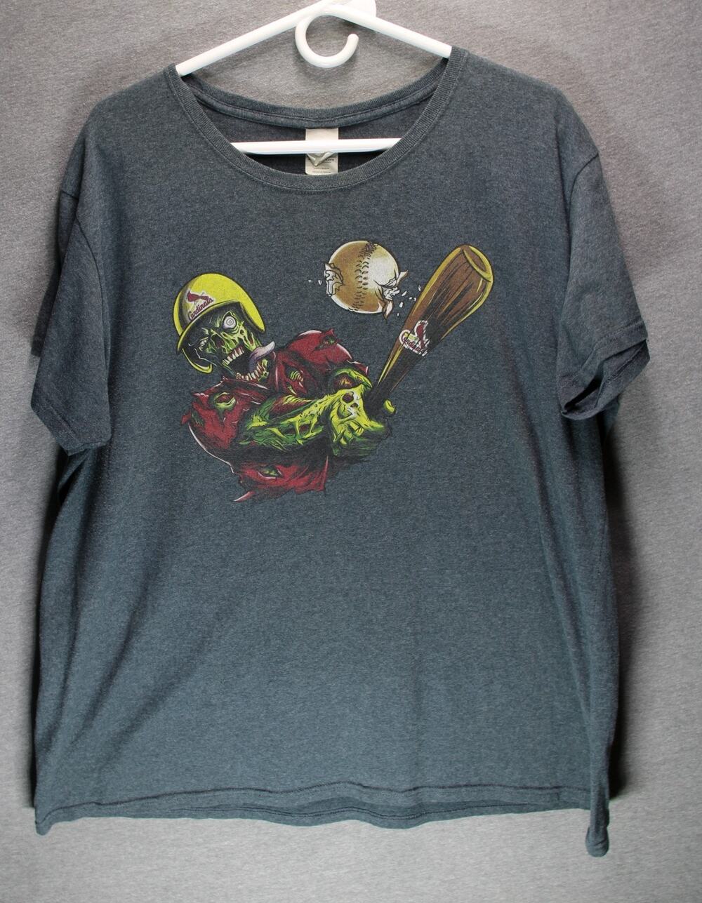 St. Louis Cardinals Zombie Baseball Graphic T-Shirt Women's Size 3XL Gray
